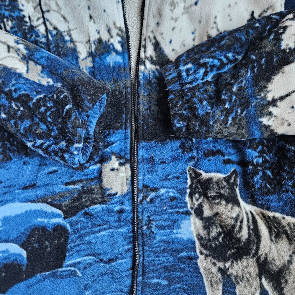 Vintage 90s Wolf Nature Hoodie Sherpa  Fleece Unisex No Tags See Description - Picture 3 of 5
